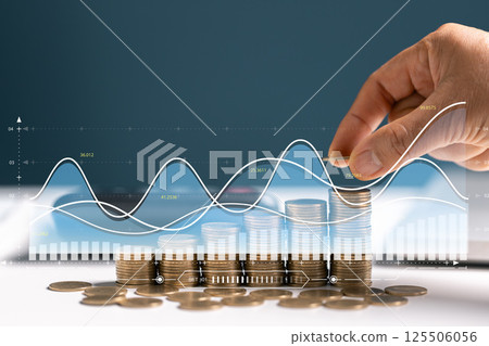 Investment in the stock market can lead to financial growth and profit, making it a crucial aspect of personal finance and business saving strategies. money growth, finance investment concept 125506056