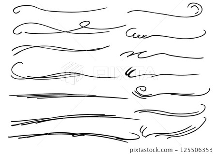 字母下方手繪線條下劃線設定向量 125506353