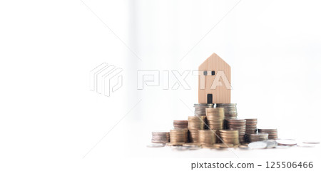 Home loans and real estate business concept. Mortgage from the bank for a property investment is a crucial finance concept in the realm of home loans and real estate business. banner with copy space. 125506466