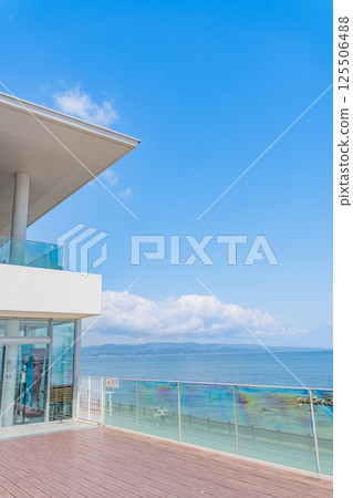 (Toyama Prefecture) A stylish wooden deck exterior at Roadside Station Ameharashi (Toyama Prefecture) A stylish wooden deck exterior at Roadside Station Ameharashi 125506488