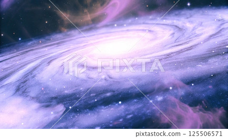 Mystical Purple Galaxy Floating in Outer Space 125506571