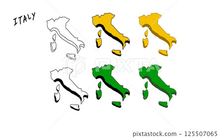彩色義大利地圖手繪向量插圖 125507065
