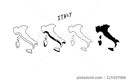 Simple 3D Italy map hand drawn vector illustration 125507066