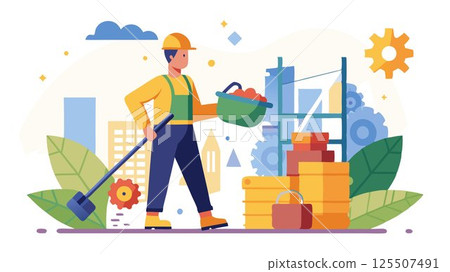 A laborer is responsible for maintaining a clean and organized construction site, moving materials, and assisting with various tasks as directed. 125507491