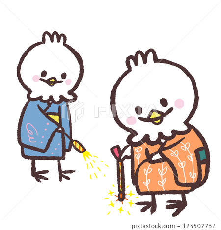 Illustration of a white bird enjoying fireworks Illustration of a white bird enjoying fireworks 125507732