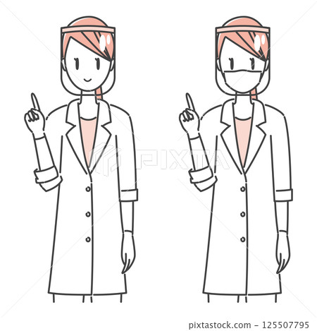 插畫素材:醫生/女醫師戴著面罩預防病毒/傳染病(單調) 插畫素材:醫生/女醫師戴著面罩預防病毒/傳染病(單調) 125507795