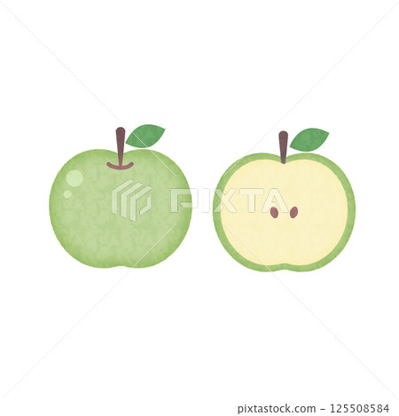 青蘋果的簡單水彩插圖 125508584