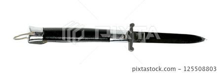 Black Pocket Knife isolated. 125508803