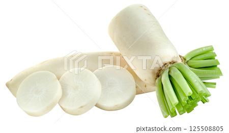 raw sliced Radish isolated. 125508805