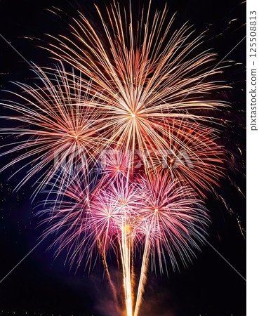 AI image: Large fireworks bursting into the night sky 125508813