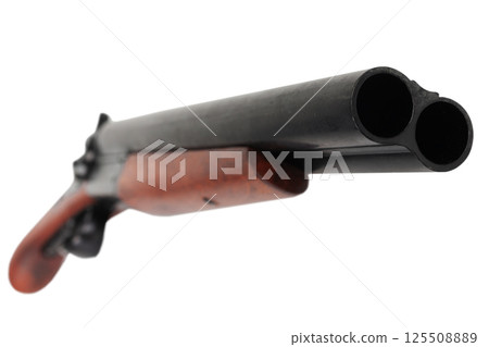 Sawn off shotgun isolated on white. Sawn off shotgun isolated on white. 125508889