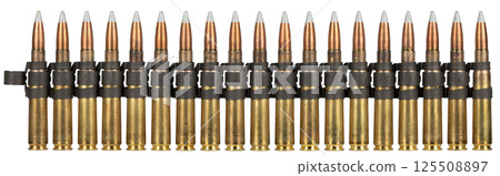 .50 BMG caliber ammunition belt with cartridges. .50 BMG caliber ammunition belt with cartridges. 125508897