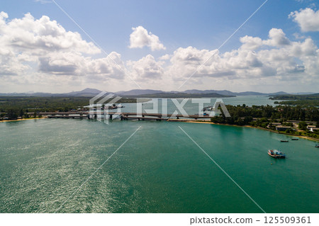 High angle view Sarasin bridge Phuket island Thailand High angle view Sarasin bridge Phuket island Thailand 125509361