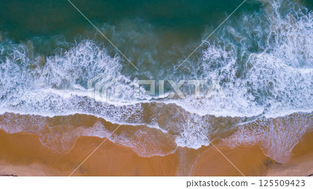 Aerial view beautiful sea surface nature background,Amazing waves texture ocean sea background 125509423