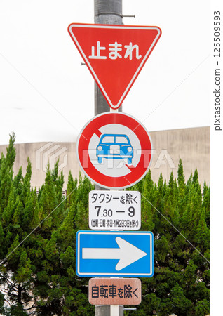 停止,禁止交通,單行道標誌 停止,禁止交通,單行道標誌 125509593