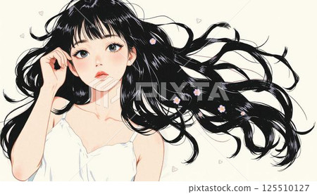 woman blowing her hair 125510127