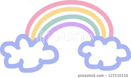 Hand-drawn polka dot rainbow and clouds Hand-drawn polka dot rainbow and clouds 125510158