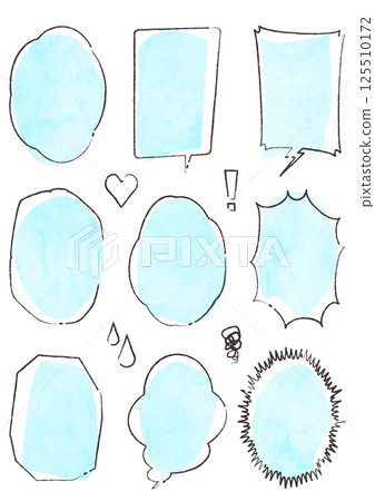 Easy light blue simple watercolor speech bubble set Easy light blue simple watercolor speech bubble set 125510172
