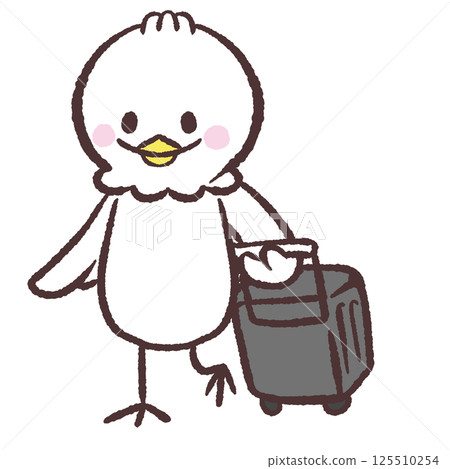 Illustration of a white bird pulling a suitcase Illustration of a white bird pulling a suitcase 125510254