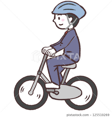 Illustration of a male student riding a bicycle 125510269