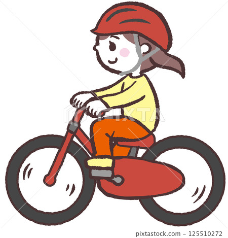 Girl riding a bicycle illustration 125510272