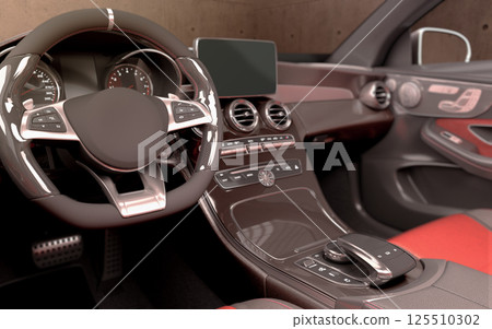 Modern Luxury Car Interior 3D Render Modern Luxury Car Interior 3D Render 125510302