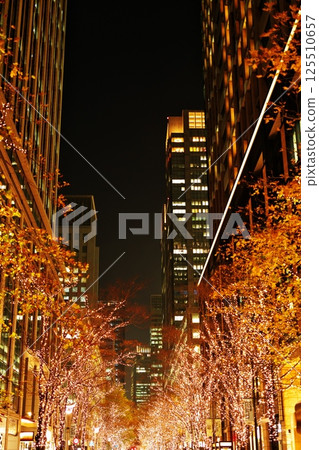A city decorated with lights 125510657