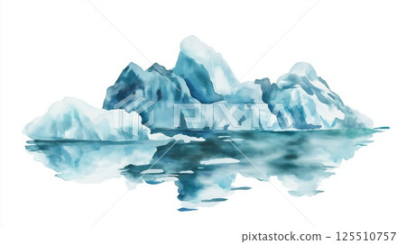 Jokulsarlon Glacier Lagoon. Jokulsarlon Glacier Lagoon hand drawn watercolor illustration 125510757