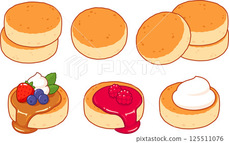 Syrniki cottage cheese pancakes set 125511076