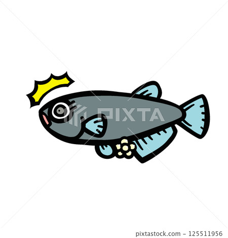 Illustration of a surprised killifish laying eggs Illustration of a surprised killifish laying eggs 125511956