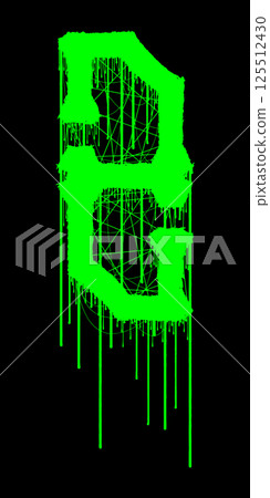 Death-metal font. Acid green letter on black background. Custom lettering. Death-metal font. Acid green letter on black background. Custom lettering. 125512430