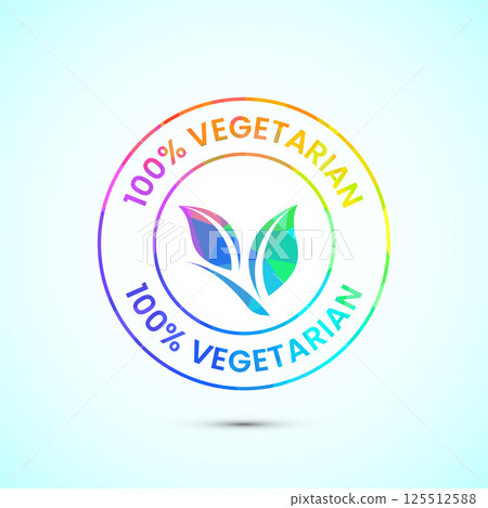 100 percent vegetarian icon design illustration, Vegan product label badge in low poly style 100 percent vegetarian icon design illustration, Vegan product label badge in low poly style 125512588