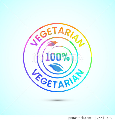 100 percent vegetarian icon design illustration, Vegan product label badge in low poly style 125512589