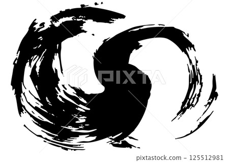 用畫筆向量繪製的日式素材動態線條插圖集 125512981