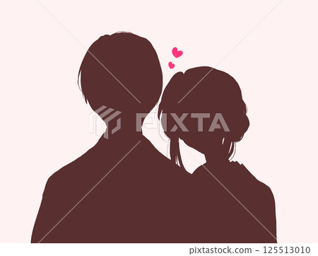 A man and woman wearing kimonos embracing each other - Love - Shadow art 125513010
