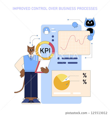 AI for managers enhances business process control through data analysis and performance metrics. The illustration represents key performance indicators and analytics tools, symbolizing efficiency in AI for managers enhances business process control through data analysis and performance metrics. The illustration represents key performance indicators and analytics tools, symbolizing efficiency in 125513012