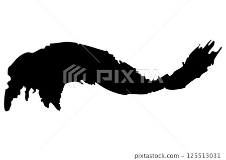 Japanese-style material: Dynamic brush-drawn line illustration set, vector 125513031