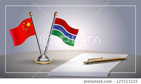 Small national flag of China and Gambia flag Relation, Template Vector Illustration 125513225