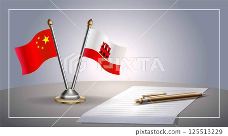 Small national flag of China and Gibraltar flag Relation, Template Vector Illustration Small national flag of China and Gibraltar flag Relation, Template Vector Illustration 125513229