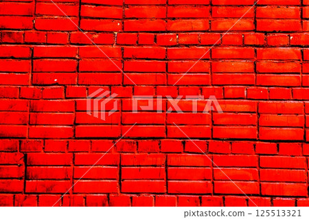 Brickwork painted with red paint, red brick background. Changed color scheme. 125513321