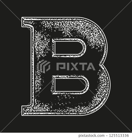 Cyrillic font. Grunge style letter on black background. 125513336