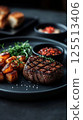 grilled beef steak with vegetables 125513406
