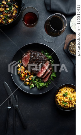 beef steak with vegetables beef steak with vegetables 125513412