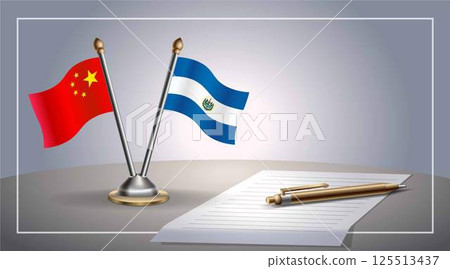 Small national flag of China and El Salvador flag Relation, Template Vector Illustration Small national flag of China and El Salvador flag Relation, Template Vector Illustration 125513437