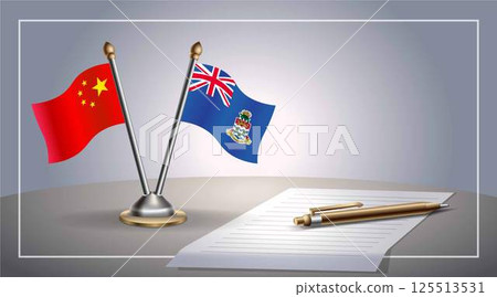 Small national flag of China and Cayman Islands flag Relation, Template Vector Illustration 125513531