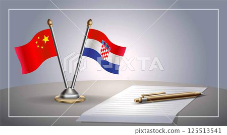 Small national flag of China and Croatia flag Relation, Template Vector Illustration 125513541