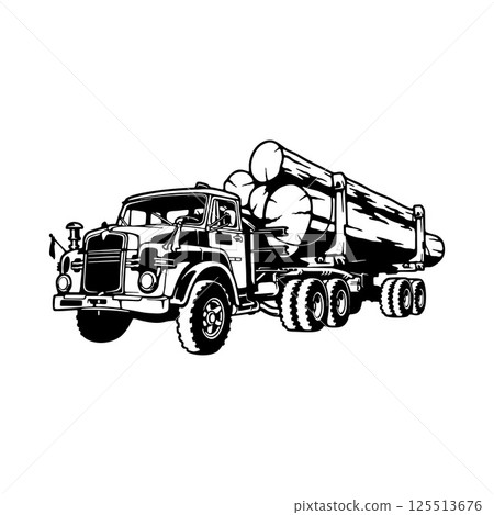 Logging Truck - Heavy Equipment - Heavy Machinery, Construction Machinery Stencil Cut File 125513676