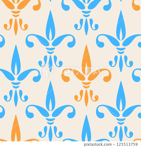 Vector vintage seamless pattern Fleur de lis. Vintage vector pattern fleur de lis. Royal pattern. 125513759