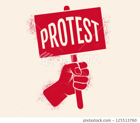 Vector icon of hand holding a poster. Protest. 125513760
