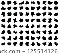 Random irregular shapes of organic black blobs on a white background 125514126